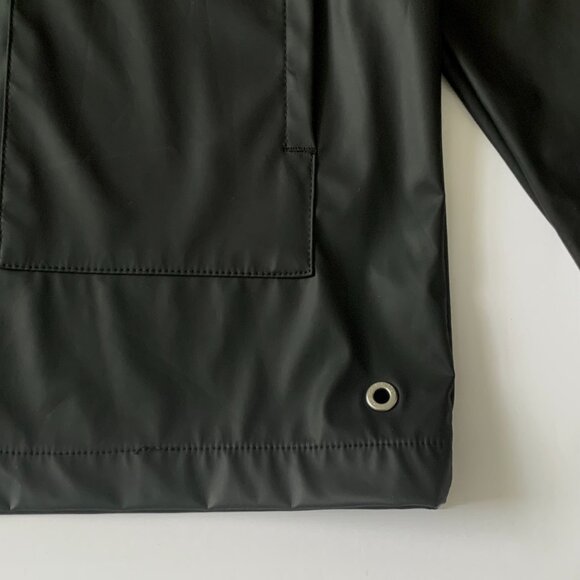 Herschel Supply Co Rain Jacket Coat Black Waterproof Fisherman Hood Snap - Picture 4 of 10